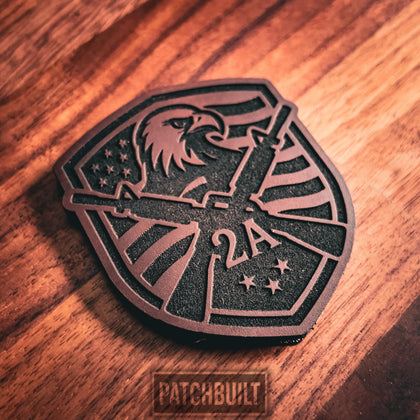 2nd Amendment Eagle engraved leatherette hook and loop patch