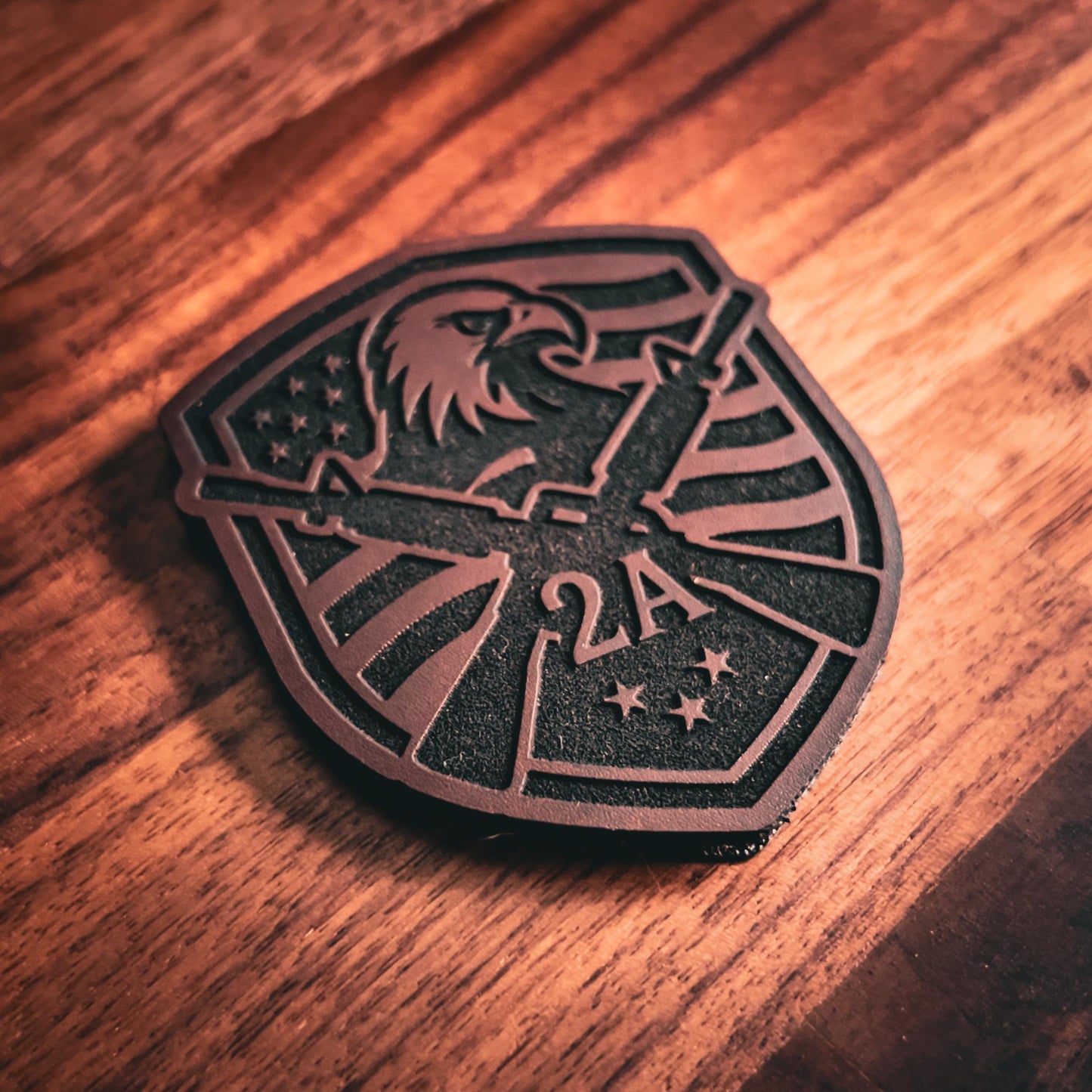 2nd Amendment Eagle - Engraved Leatherette Patch | 2A Support Patch | Hook and Loop Morale Patch | Tactical Gear Patch | 2nd Amendment Gift