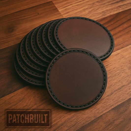 10-Pack Blank Round Leatherette Hook & Loop Patches – Stitch Pattern Engraving