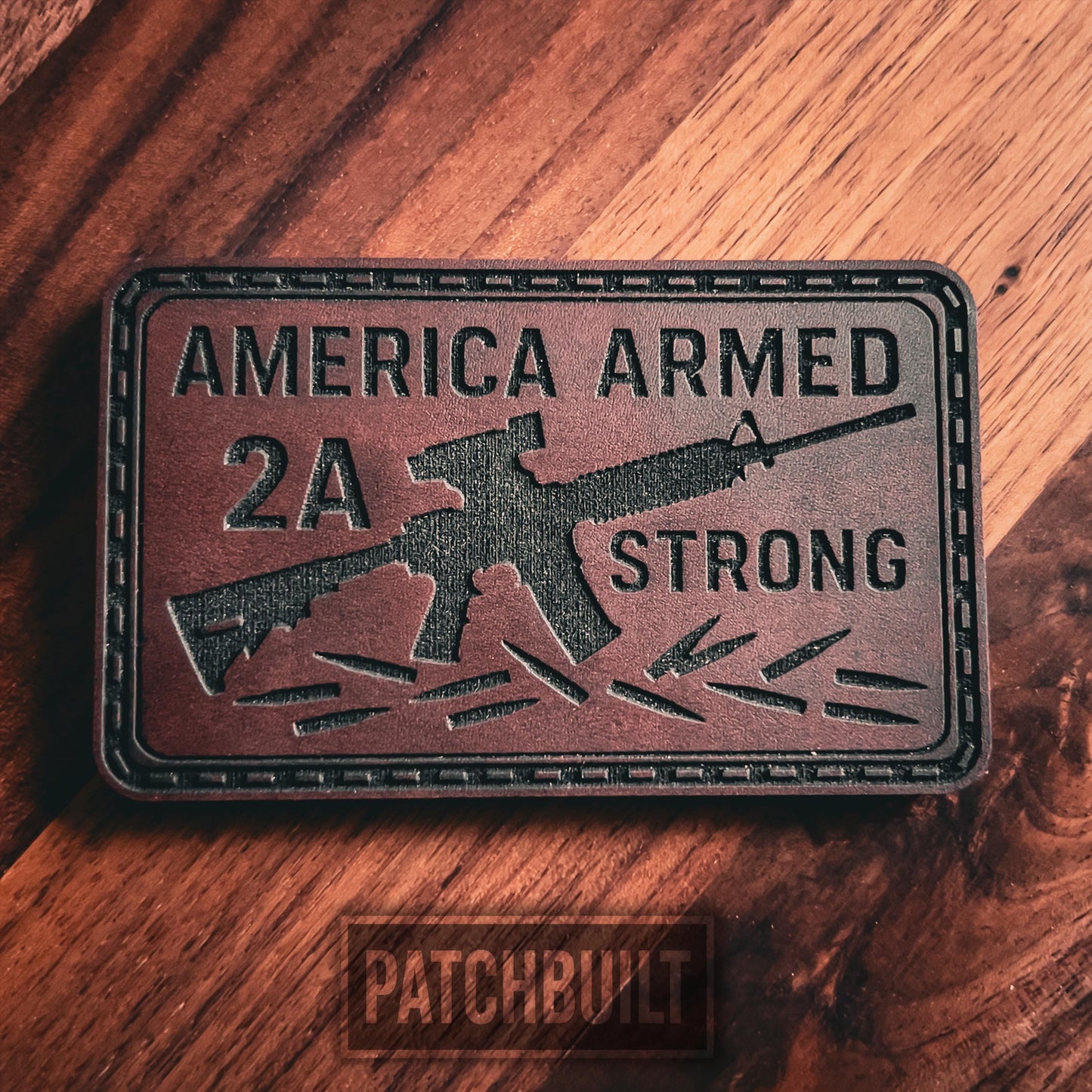 2nd Amendment Rifle - Engraved Leatherette Patch | 2A Support Patch | Hook and Loop Morale Patch | Tactical Gear Patch | 2nd Amendment Gift