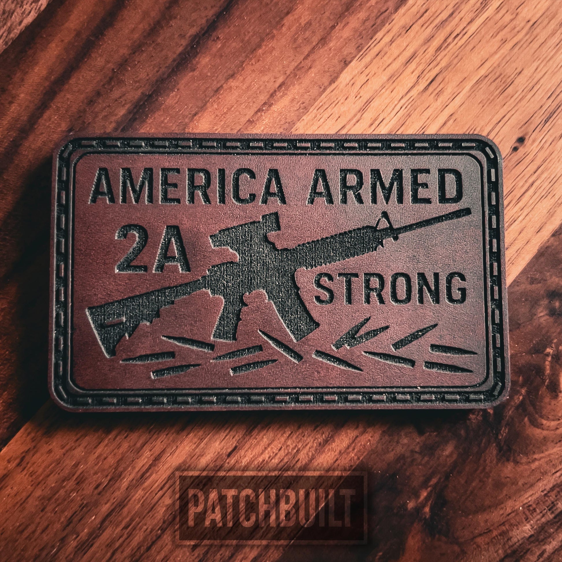 2nd Amendment Rifle - Engraved Leatherette Patch | 2A Support Patch | Hook and Loop Morale Patch | Tactical Gear Patch | 2nd Amendment Gift