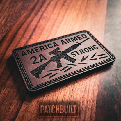 2nd Amendment Rifle - Engraved Leatherette Patch | 2A Support Patch | Hook and Loop Morale Patch | Tactical Gear Patch | 2nd Amendment Gift