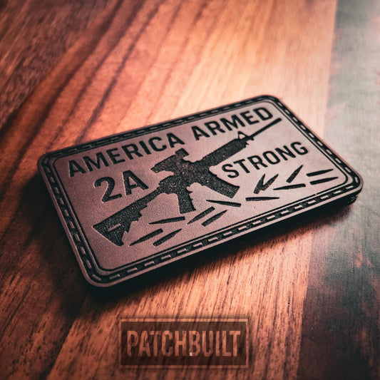 2nd Amendment Rifle - Engraved Leatherette Patch | 2A Support Patch | Hook and Loop Morale Patch | Tactical Gear Patch | 2nd Amendment Gift