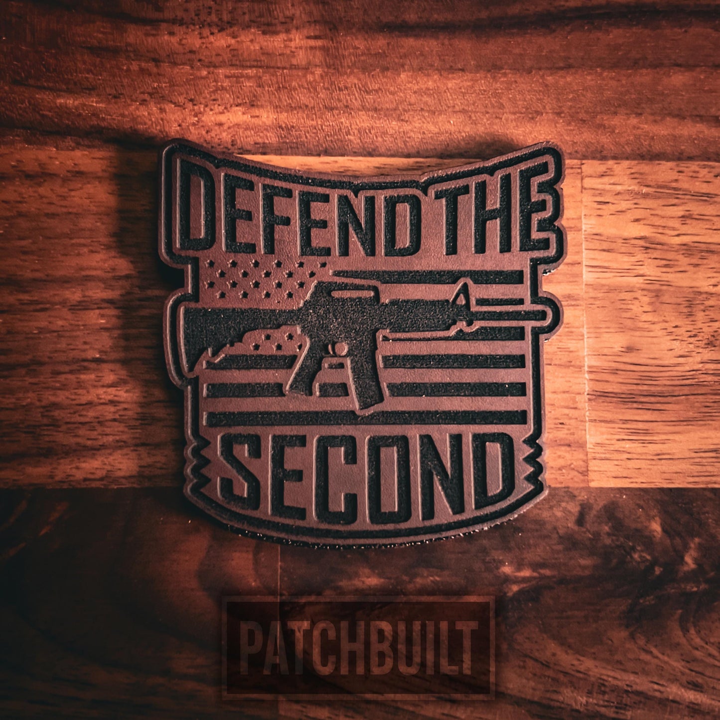 Defend the Second - Engraved Leatherette Patch | 2A Support Patch | Hook and Loop Morale Patch | Tactical Gear Patch | 2nd Amendment Gift