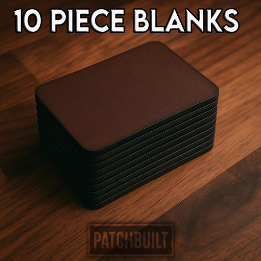 10-Pack Blank Standard Shape Leatherette Hook & Loop Patches