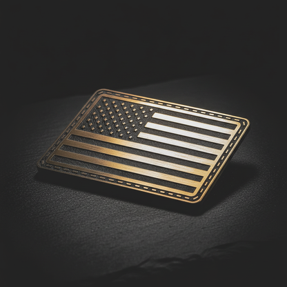 SMALL BATCH - Brushed Gold & Black American Flag Patch – Hook Backed