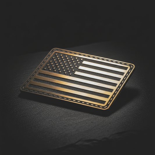 SMALL BATCH - Brushed Gold & Black American Flag Patch – Hook Backed