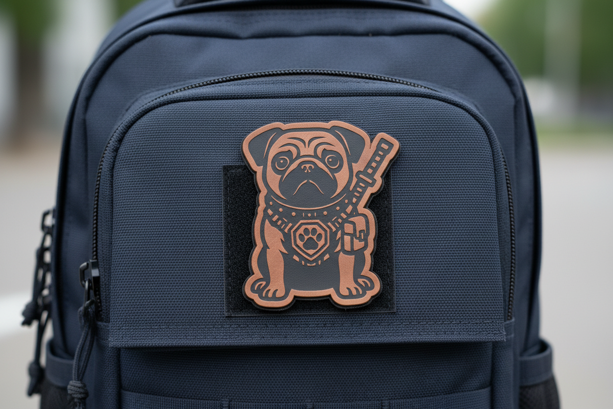 Tactical Pug Dog Patch – Leatherette Morale Patch