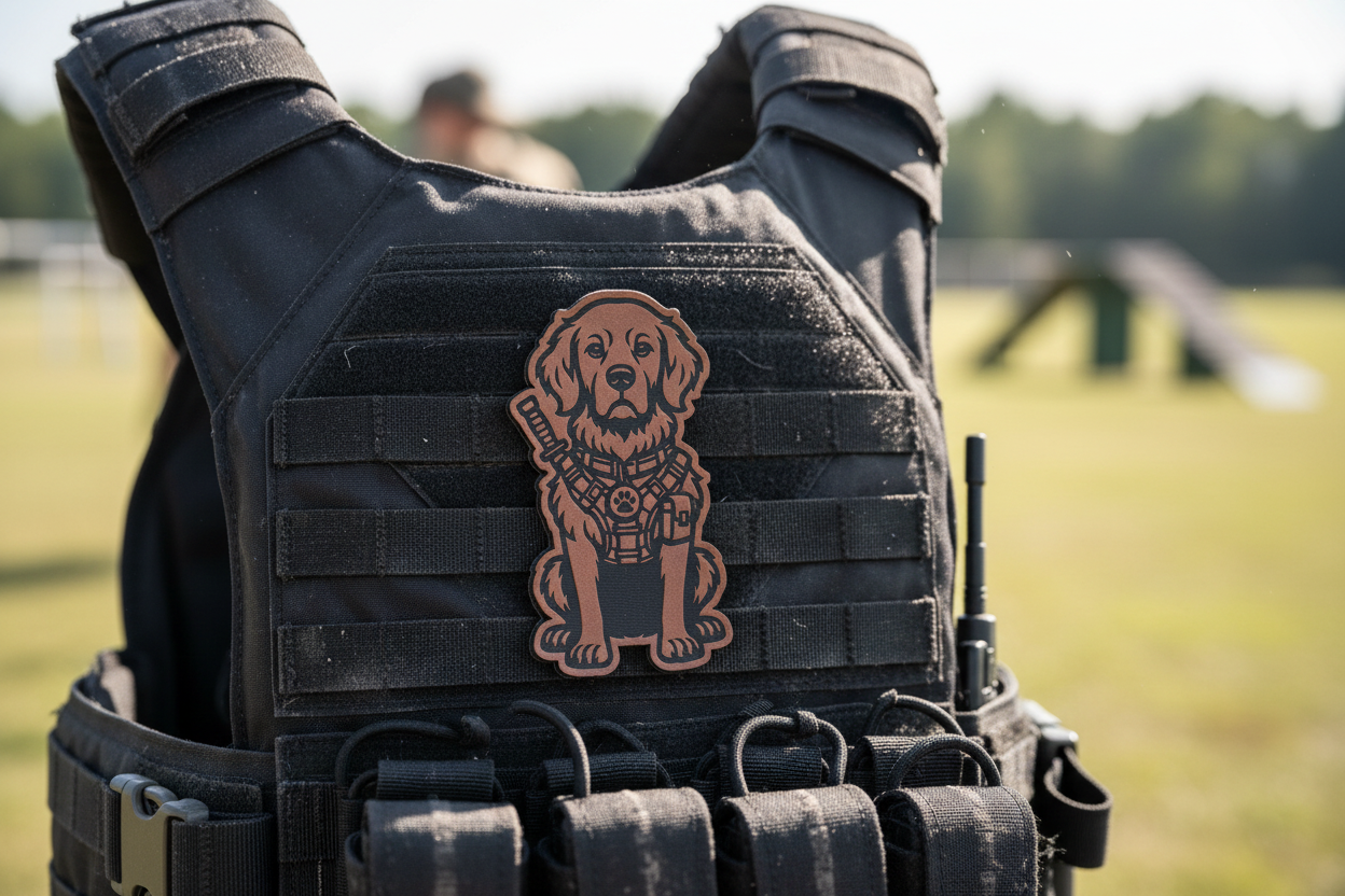 Tactical Golden Retriever Dog Patch – Leatherette Morale Patch