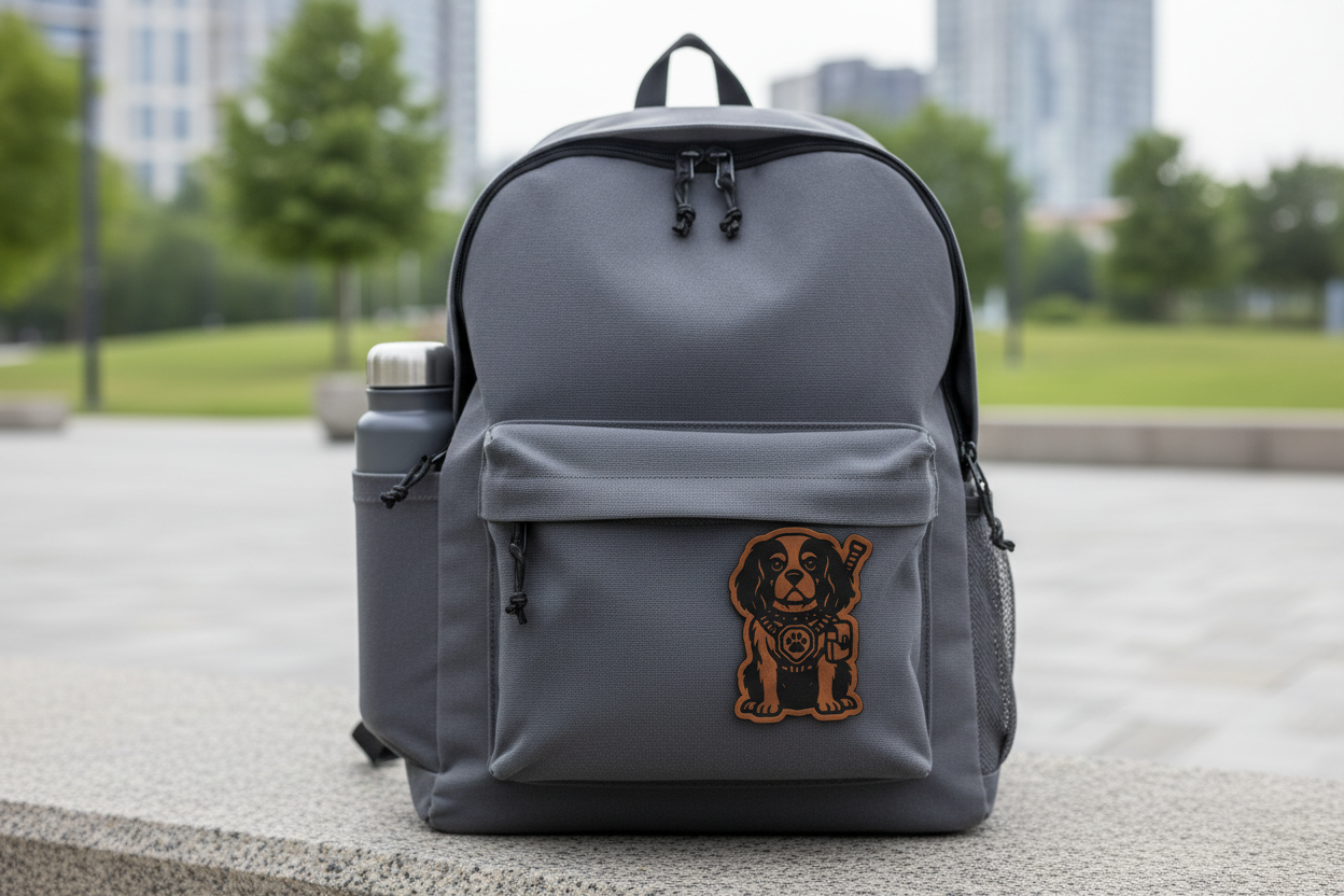 Tactical King Charles dog patch product photo by PatchBuilt