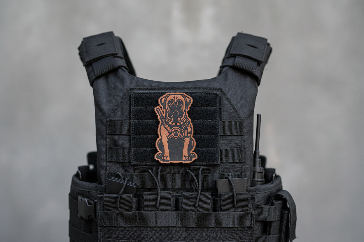 Tactical Bullmastiff Dog Patch – Leatherette Morale Patch