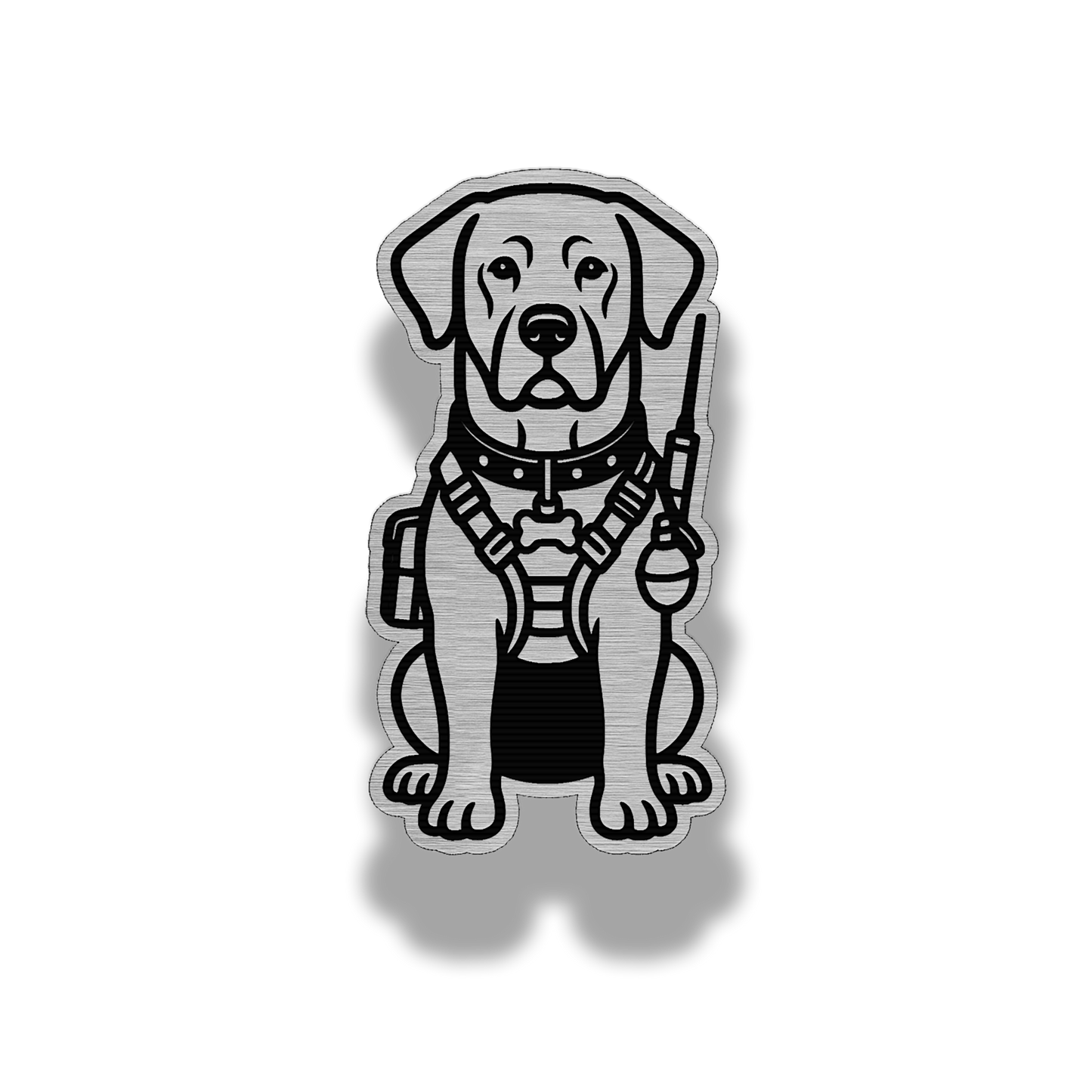 Lifetime Labrador dog brushed acrylic morale patch in silver stainless