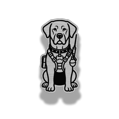 Lifetime Labrador dog brushed acrylic morale patch in silver stainless