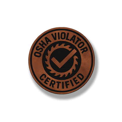 Certified OSHA Violator leatherette morale patch in saddle chestnut