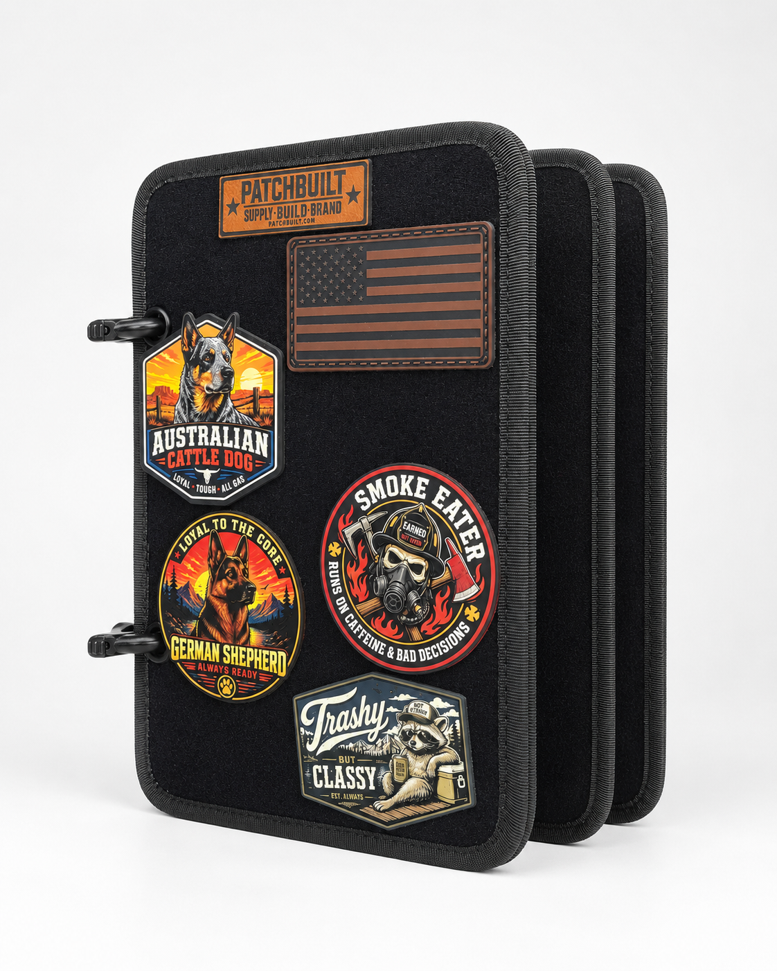 PatchBuilt 4-page patch display binder with patches attached