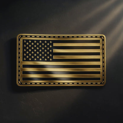 SMALL BATCH - Brushed Gold & Black American Flag Patch – Hook Backed