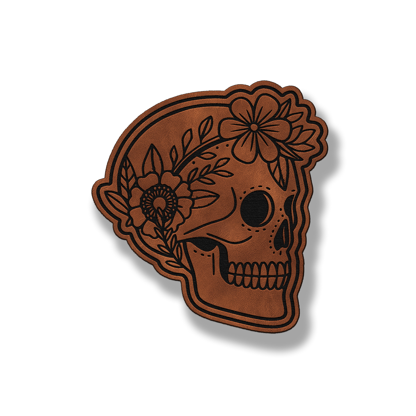 Floral Sugar Skull – Leatherette Patch