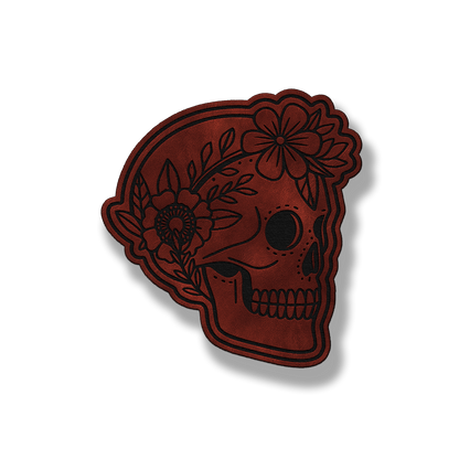 Floral Sugar Skull – Leatherette Patch