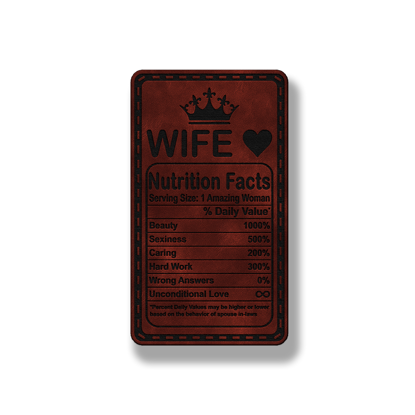 Wife Nutrition Facts Patch – Leatherette Morale Patch