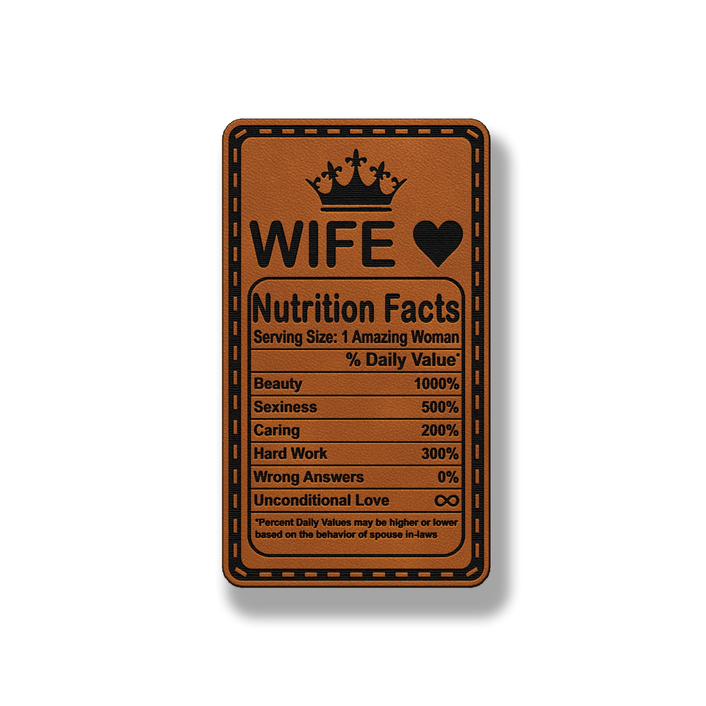 Wife Nutrition Facts Patch – Leatherette Morale Patch