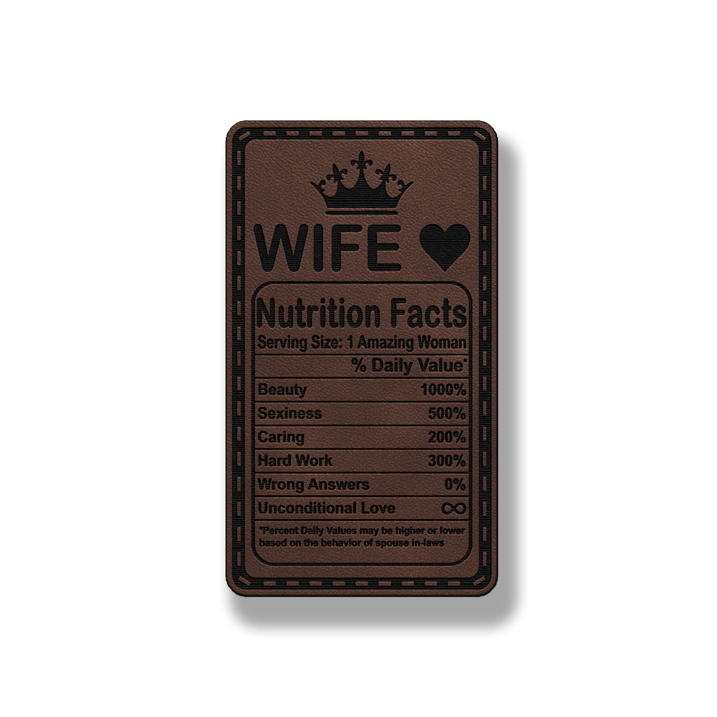 Wife Nutrition Facts Patch – Leatherette Morale Patch