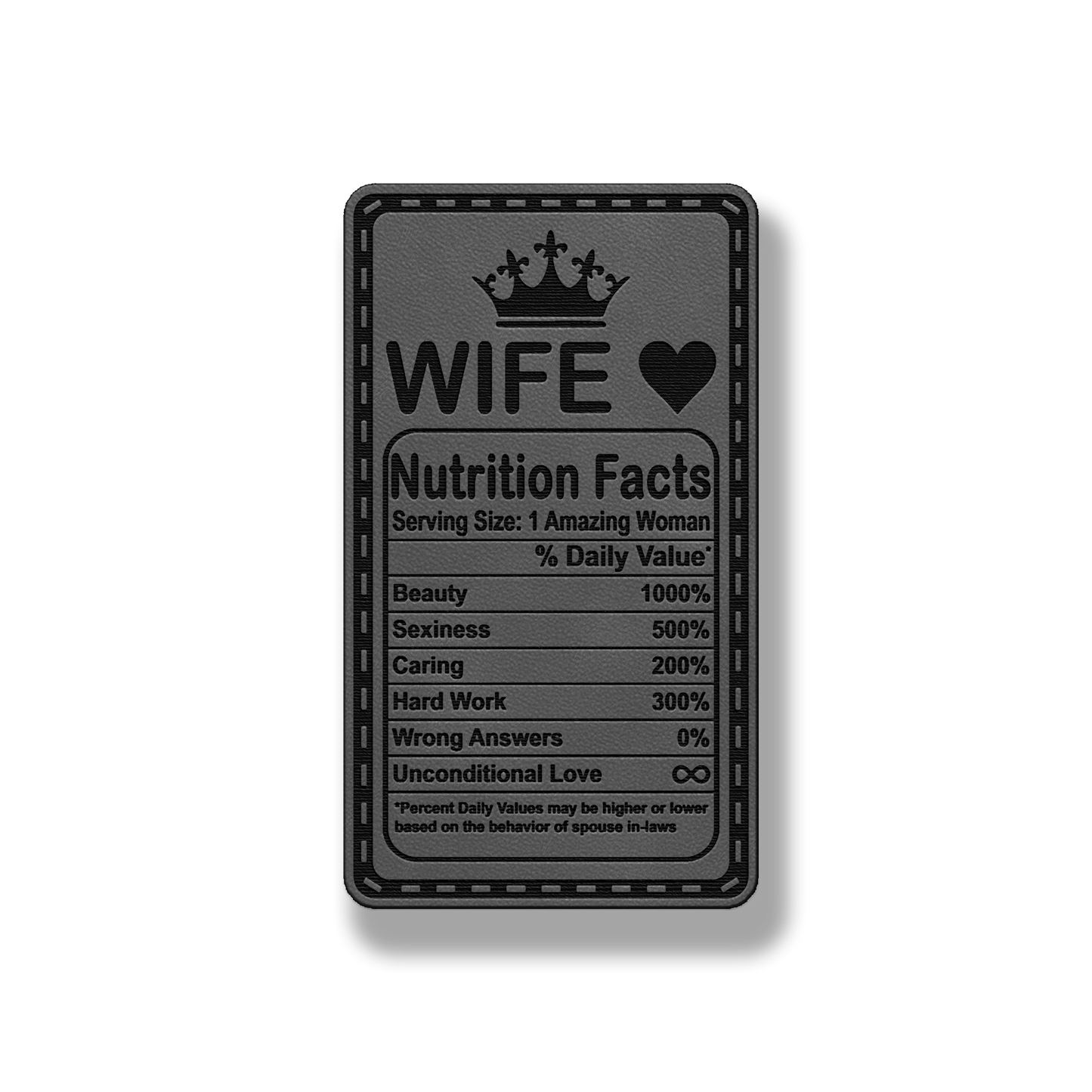 Wife Nutrition Facts Patch – Leatherette Morale Patch