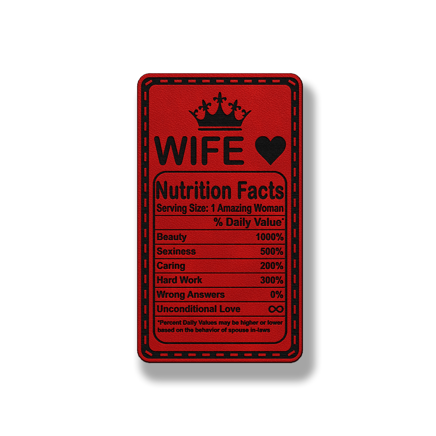 Wife Nutrition Facts Patch – Leatherette Morale Patch